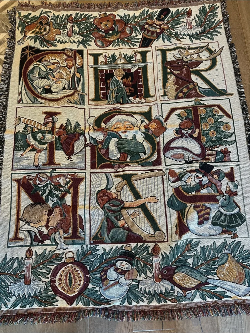 Holiday Tapestry Throw Blanket in Multi-Color